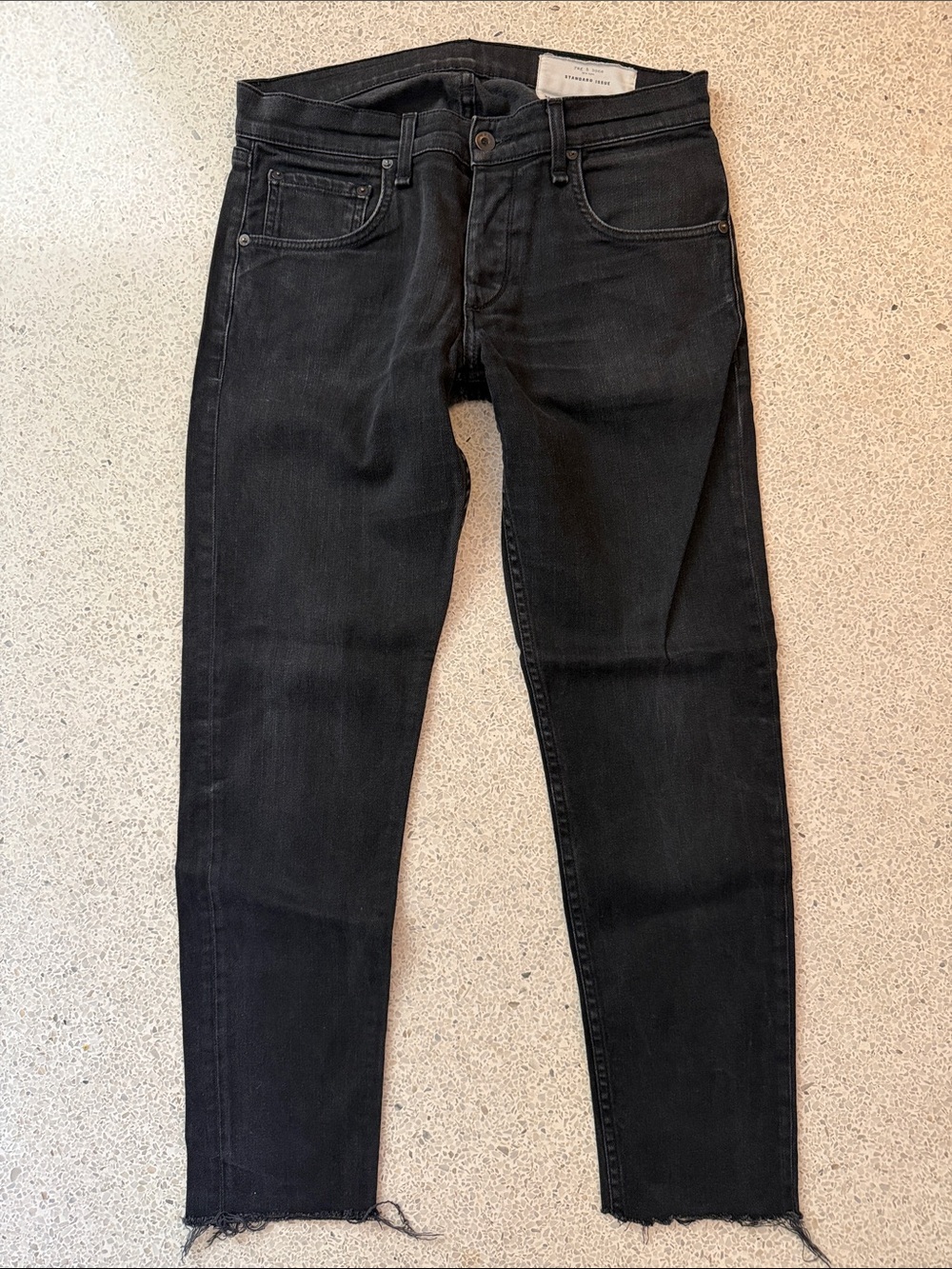 Rag & Bone Fit 1 Skinny Men's Black Slim Jeans Raw Hem  31 x 28